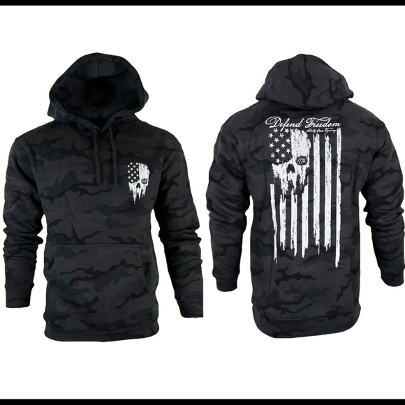 Howitzer Style Men's Hoodie DEFEND FREEDOM CAMO Heavyweight Military Grunt - Picture 1 of 14